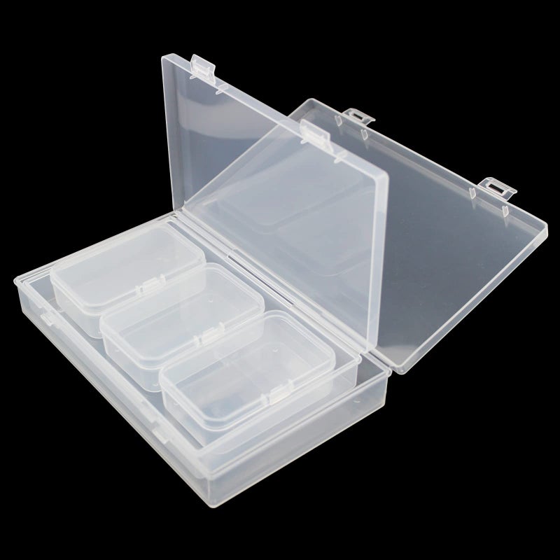 LJY 20 Pieces Mixed Sizes Rectangular Empty Mini Clear Plastic Organizer Storage Box Containers with Hinged Lids for Small Items and Other Craft Projects - Image 3